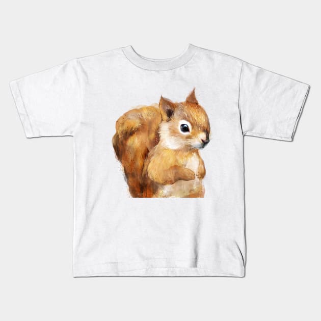 Little Squirrle Kids T-Shirt by Amy Hamilton